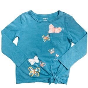 Carter's blue long sleeve butterfly shirt 2T